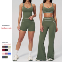 Ensemble de yoga et de fitness pour femme : Leggings taille haute, haut de sport à manches courtes, soutien-gorge de sport de haute qualité
