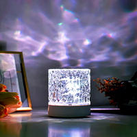 Lampe de chevet LED sans fil rechargeable USB Type C avec capteur tactile, base E14, design en verre acrylique à effet ondulations