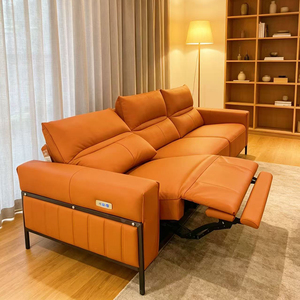Sofá Reclinable Eléctrico de Cuero de <span class=keywords><strong>3</strong></span> <span class=keywords><strong>Plazas</strong></span> para Cine en Casa, Personalizable de Fábrica, Sofá <span class=keywords><strong>Motorizado</strong></span> de Lujo para Hotel - Product Image 1