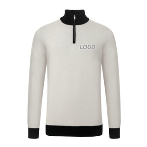 2024 ultimi Design da uomo con collo alto in maglia semplice maglioni Pullover Club con Logo personalizzato collo a Polo Golf maglioni con cerniera a quarti - Product Image 1