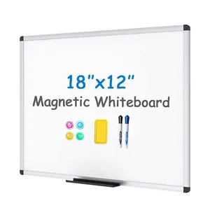 Material escolar tamaño personalizado Dry Earse Board 18*12 pulgadas marco de aluminio pizarra magnética para Niños Estudiantes