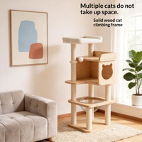 Grand arbre à chat en bois personnalisé avec logo de marque, tour d'activités multi-plateformes pour plusieurs chats, pour le jeu et le repos quotidiens