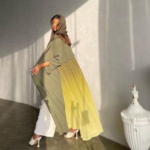 Open Abaya Best Fashion Top abbigliamento arabo Abaya Burqa Dubai Crinkle Chiffon gradiente ultimo disegno 2023 - Product Image 2