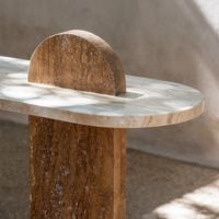 Table d'appoint en pierre naturelle de grotte italienne minimaliste, marbre de luxe, travertin, présentoir d'angle pour salon