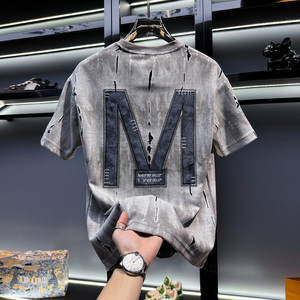 LOGO personnalisé lettre bouffante impression hommes T-shirt de haute qualité 100% coton T-shirt blanc uni Premium respirant T-shirt pour hommes - Product Image 3