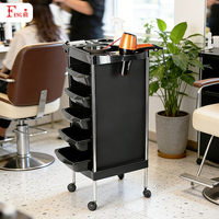 Chariot de Salon de Beauté Professionnel en Plastique avec Roulettes Anti-Cheveux