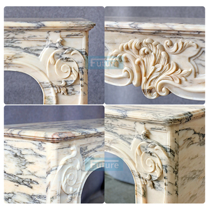 Modern Design 100% Natural <b>Stone</b> Artistic Carving Smoke White Marble Fireplace Surround for Home Hotel Villa Home Decor - Product Image 2