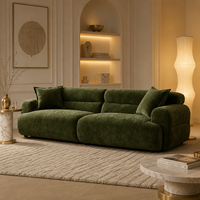 Canapé modulaire 3 places en chenille courbé, écologique et luxueux, style nuage, profil bas, assise extra profonde pour salon