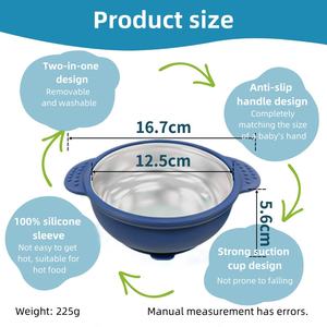 Cubiertos de Silicona <span class=keywords><strong>para</strong></span> Niños, Cuchara y Tenedor de Acero Inoxidable 304, Vaso Antiderrames, <span class=keywords><strong>Plato</strong></span> Dividido <span class=keywords><strong>con</strong></span> <span class=keywords><strong>Ventosa</strong></span> y Cubiertos de Silicona Extraíbles - Product Image 3