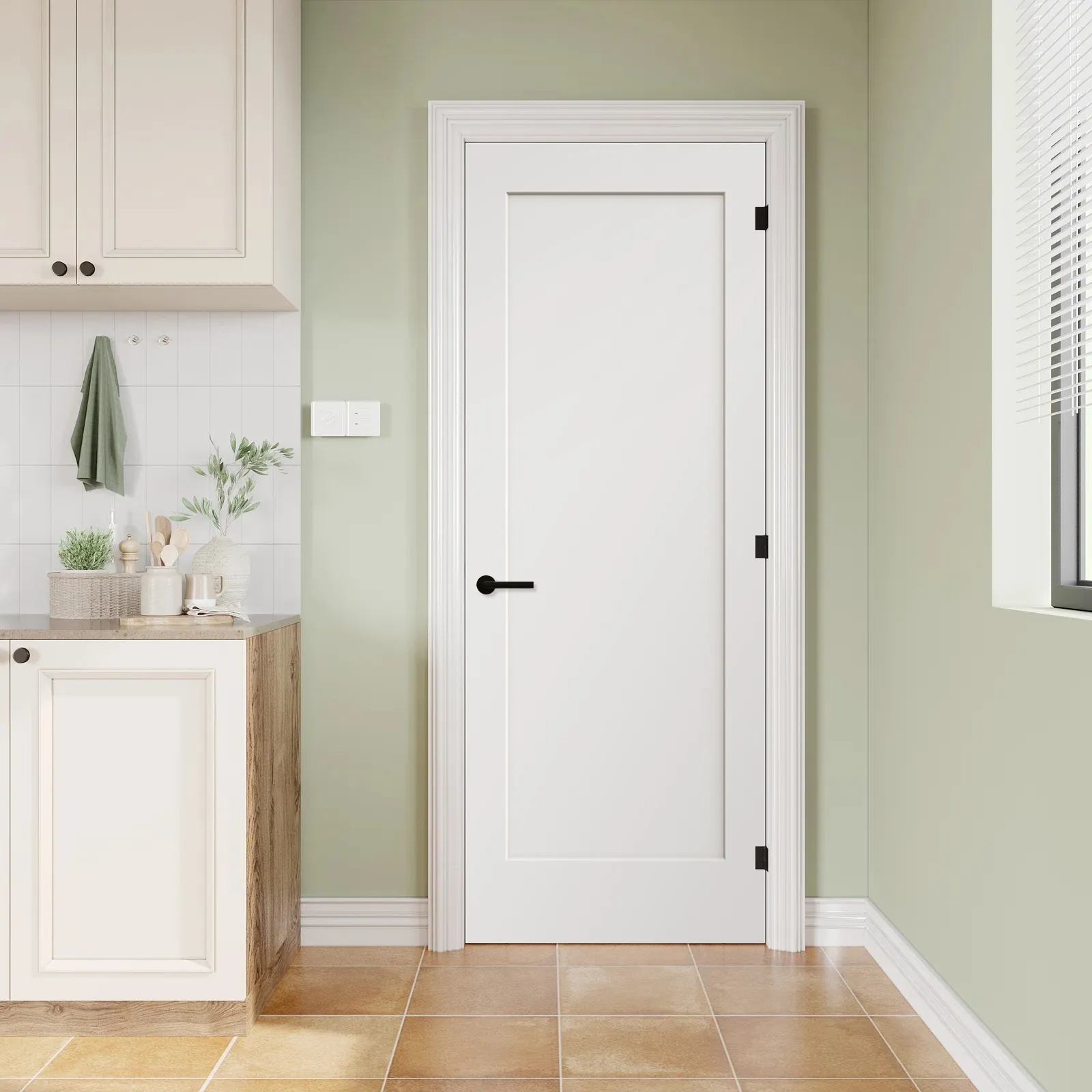 30*80" Interior Hollow Core Molded Door Mdf Shaker Style Wooden Slab Door White Primed Internal Modern Doors