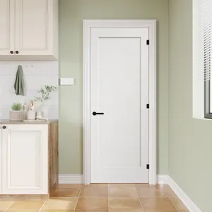 Pintu 30*80 "1 Panel inti berongga Interior Mdf pintu cetak gaya papan kayu putih prima pintu Modern Internal
