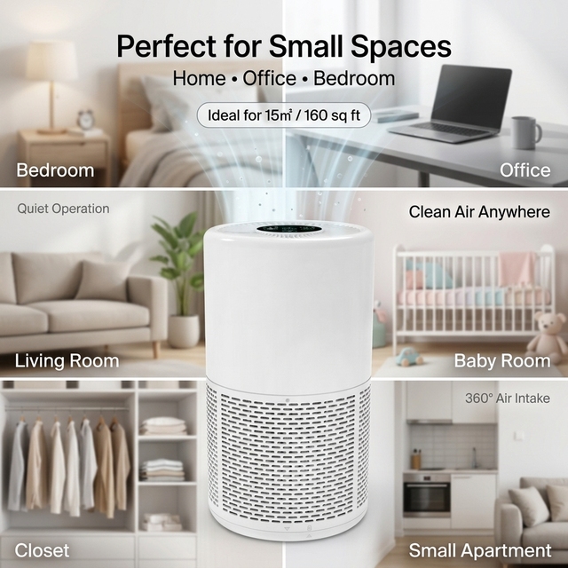 HEPA Air Filter Portable Air Purifier with Fan Speed Control, Timer, Quiet Air Cleaner for Odor Dust Smoke Pollen