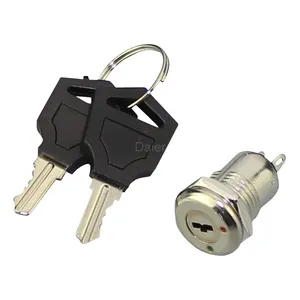 KS-01-101C 12MM Electric Power SPST 2pin Key Pulled On Both Position ON-OFF Starter Key Lock Switch for Car Boat Marine Auto