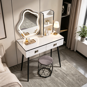 Modern Makeup Vanity <b>With</b> Lighted <b>Mirror</b> Storage <b>Drawers</b> Bedroom <b>Dressing</b> <b>Table</b> <b>With</b> Stool - Product Image 6