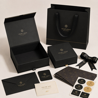 Boîte cadeau en papier pliable magnétique personnalisée, emballage en carton recyclé, boîte noire faite à la main avec logo imprimé pour cosmétiques, chaussures, vêtements