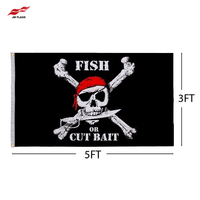 Drapeau de Pirate 3*5 pieds, 100% Polyester, imperméable, poisson de Pirate ou drapeau d'appât coupé, vente en gros