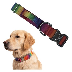 Collier pour chien Ombre coloré de luxe avec accessoires métalliques premium et poignées – Ensemble de colliers pour animaux de compagnie – Fournitures pour animaux - Product Image 1