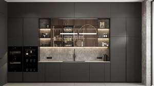 Mueble de Cocina de Lujo Personalizado, Mueble de Pared con Puertas de Vidrio, Mueble de Cocina Modular Moderno para VILLA - Product Image 6