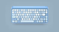 Keyboard mesin tik Keyboard nirkabel 2.4GHz dengan 86 Keyboard Retro komputer kantor kunci bulat warna-warni