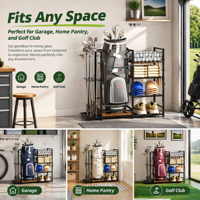 Support de rangement de golf 4 niveaux en fer avec base antidérapante pour sacs de clubs, idéal pour garage et jardin extérieur