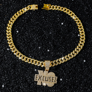 Collana con colletto di diamanti a catena cubana piena con lettera scusa con colletto di diamanti da uomo - Product Image 2