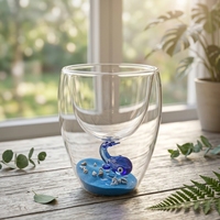 Mug en verre écologique résistant aux hautes températures, mug en verre à double paroi créatif en forme de baleine