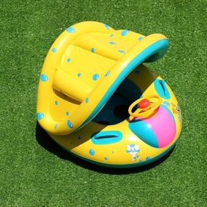 Flotador Inflable para Piscina de Bebés con Toldo Protector Solar Extraíble, Equipo de Juego Acuático para Niños Pequeños con Bomba Manual y Asa de Seguridad - Product Image 4