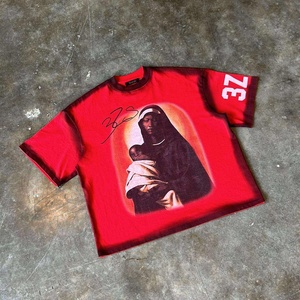 T-shirt Hip Hop Streetwear pour hommes personnalisé col rond surdimensionné faux t-shirt de <span class=keywords><strong>peintre</strong></span> en aérosol 100% coton impression numérique - Product Image 2