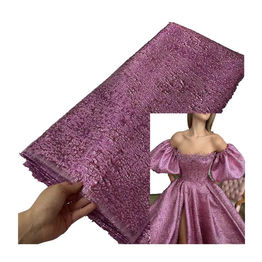 Harga grosir kain brokat desain Damask Jacquard kain Jacquard brokat kualitas tinggi untuk gaun pesta pernikahan