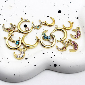 Colgantes de Moda de Acero Inoxidable 316L con Baño de Oro de 14k y 18k, Resistentes al Deslustre, con Dijes de Luna de Zirconia para Fabricación de Joyas (Collares y Pulseras) - Product Image 3