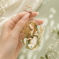 Porte-clés en acrylique personnalisé Zodiaque Vierge avec motif blé, breloque de sac sur mesure, fermoir étoile, vente en gros directe usine