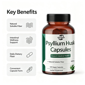 Cápsulas de Cáscara de Psyllium de Marca Privada OEM, Fibra Soluble Natural, Cápsulas Veganas, Favorecen la Salud Intestinal, Suplemento Herbal - Product Image 3