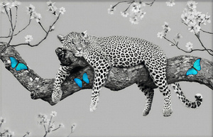 Peinture <span class=keywords><strong>sur</strong></span> toile d'animaux, lion noir et blanc, tigre, léopard couché <span class=keywords><strong>sur</strong></span> l'arbre, affiche murale - Product Image 6