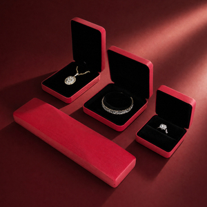 Zebopak Luxury <b>Red</b> <b>Silk</b> Textured Jewellery Box Set with Necklace Ring Bangle Pendant Storage Case Gift Packaging Supplier - Product Image 1