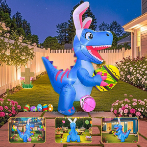 ของตกแต่งกลางแจ้งสำหรับเทศกาลอีสเตอร์ ไดโนเสาร์เป่าลมขนาด 6 ฟุต พร้อมไข่ในตัว มีไฟ LED ในตัว สำหรับตกแต่งสวนบ้านและงานปาร์ตี้ - Product Image 4