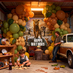 Arche de ballons en film d'aluminium et latex durable aux couleurs rétro, thème animaux de la jungle, toile de fond <span class=keywords><strong>Joyeux</strong></span> <span class=keywords><strong>Anniversaire</strong></span>, pour fête d'<span class=keywords><strong>anniversaire</strong></span> d'enfants - Product Image 3
