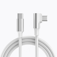 L Forma Usb C a Tipo C Cable 3a 60W Cargador rápido Trenzado Largo Plomo 0,25 m 1m 2m 3M 480Mbps