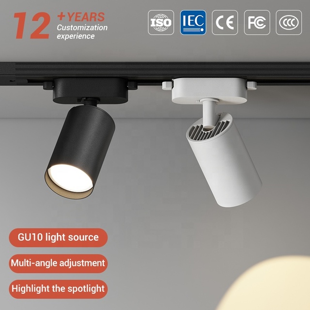 Factory Direct Commercial Black White Home Hotel Adjustable Iron Ceiling GU10 5W 7W LED Track Light