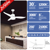 Ventilateur de plafond 1stshine, best-seller, 44 pouces, pales en plastique ABS, moteur DC, ventilateur de plafond LED avec lumière