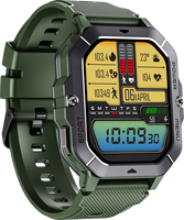 Nouvelle montre connectée C28, style sport outdoor, couleur noir-vert, grand écran TFT de 2,01 pouces, répondre aux appels, anti-chute, boîtier robuste, IP68