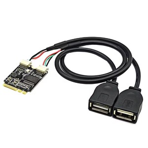 Zuiver koper 2 poorten <span class=keywords><strong>USB</strong></span> 2.0-connector naar NGFF M.2 Key A+E-adapter Riser-kaart datakabel - Product Image 1