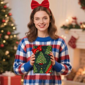 Reversible Christmas <b>Wrapping</b> <b>Paper</b> Green Tree Design 17 Inch X 33 Feet Metallic Foil Double Side Holiday Gift Wrap - Product Image 6