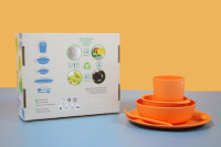 ÉCHANTILLON GRATUIT Ensemble de vaisselle réutilisable Pla Ensemble de vaisselle écologique en plastique en fibre de bambou pour enfants