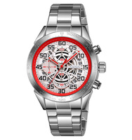 Jam Tangan Quartz Fashion Pria Bisnis Kaca 45mm 3BAR Tahan Air Tali Baja Tahan Karat Gesper Casing Paduan Logam Penunjuk Tanggal Stopwatch