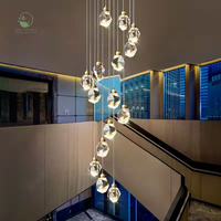 Lustre suspendu en cristal K9 pour escalier et plafond haut, combinaison multi-lampes, luminaire de luxe personnalisé pour bar, comptoir et chevet