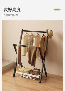 Estante Plegable para Ropa, Material de Bambú Nan, Diseño Minimalista, 2 Estantes, para Sala de Estar, Hotel, Dormitorio, Baño - Product Image 2