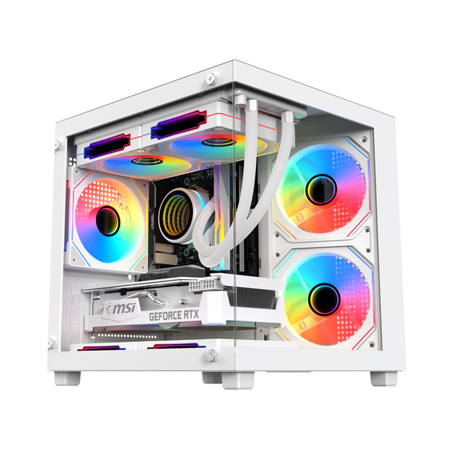 Mid-Tower PC Gaming Case Aluminum Aquarium Style With 240MM RAD Support and Tempered Glass Computer Case for PC