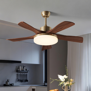 Ventilateur de plafond moderne à profil bas avec moteur AC en métal, à intensité variable, à économie d'énergie, LED intelligent avec télécommande, 5 pales, pour salle à manger - Product Image 3