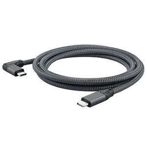 Tipo <span class=keywords><strong>C</strong></span> al tipo <span class=keywords><strong>C</strong></span> cavo doppio cavo di ricarica dati tipo-<span class=keywords><strong>C</strong></span> 90 gradi in nylon intrecciato supporto 20Gbps velocità di trasferimento - Product Image 1