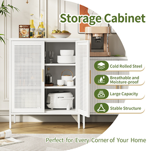 Metal Storage Cabinet 2 Doors 2 Adjustable <b>Shelves</b> Steel File Cabinet for Home Office - Product Image 3
